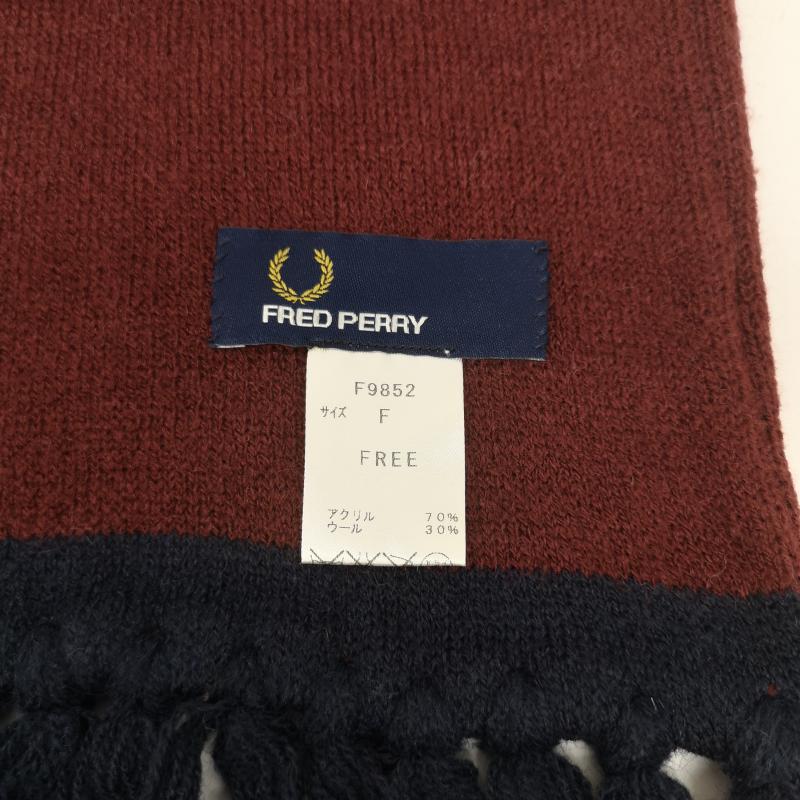 フレッドペリー FRED PERRY マフラー マフラー ローレル 刺繍ロゴ フリンジ付き マフラー えんじ / ワインレッド / dark red メンズ USED 古着 中古 50168438