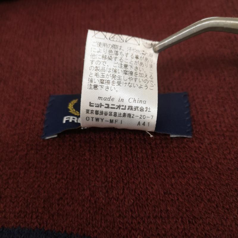 フレッドペリー FRED PERRY マフラー マフラー ローレル 刺繍ロゴ フリンジ付き マフラー えんじ / ワインレッド / dark red メンズ USED 古着 中古 50168438