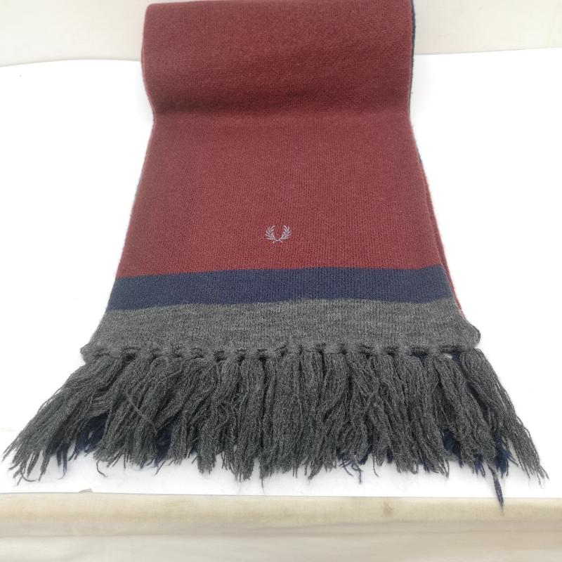 フレッドペリー FRED PERRY マフラー マフラー ローレル 刺繍ロゴ フリンジ付き マフラー えんじ / ワインレッド / dark red メンズ USED 古着 中古 50168438