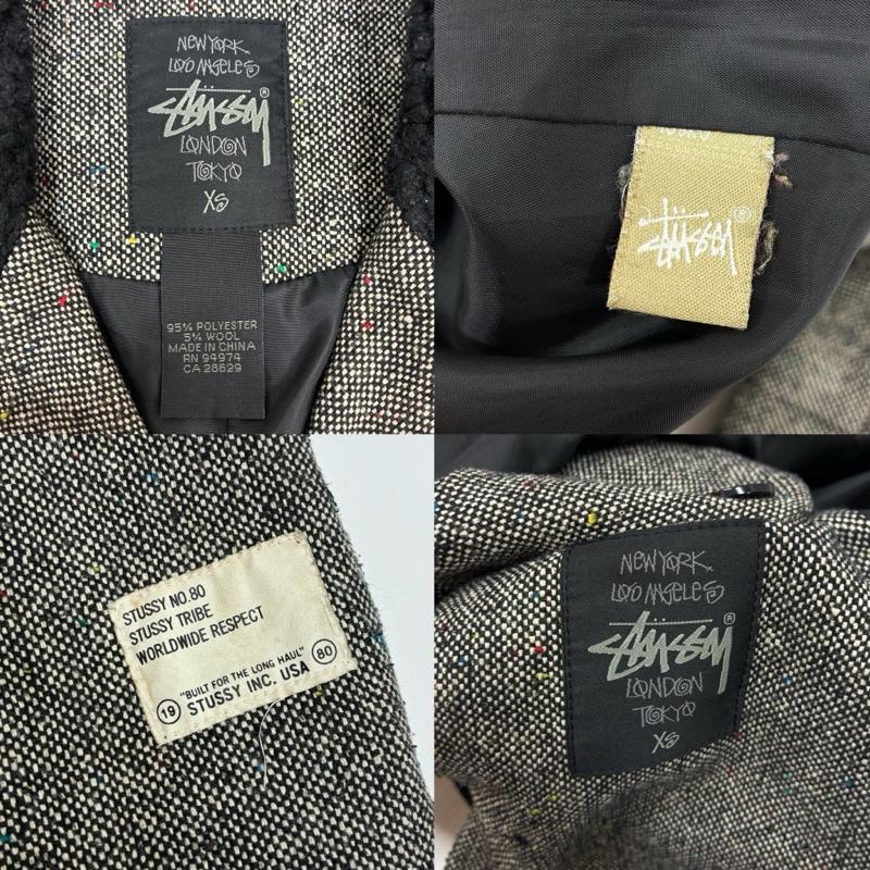 ステューシー STUSSY ジャケット、上着 ジャケット、ブレザー オールド ダブル ブレスト ボア カラー リブ ネップ テーラード ジャケット アーカイブ XS レディース USED 古着 中古 50168440