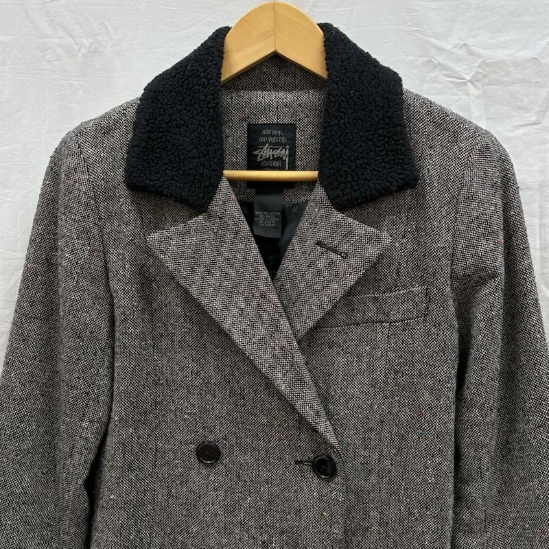 ステューシー STUSSY ジャケット、上着 ジャケット、ブレザー オールド ダブル ブレスト ボア カラー リブ ネップ テーラード ジャケット アーカイブ XS レディース USED 古着 中古 50168440