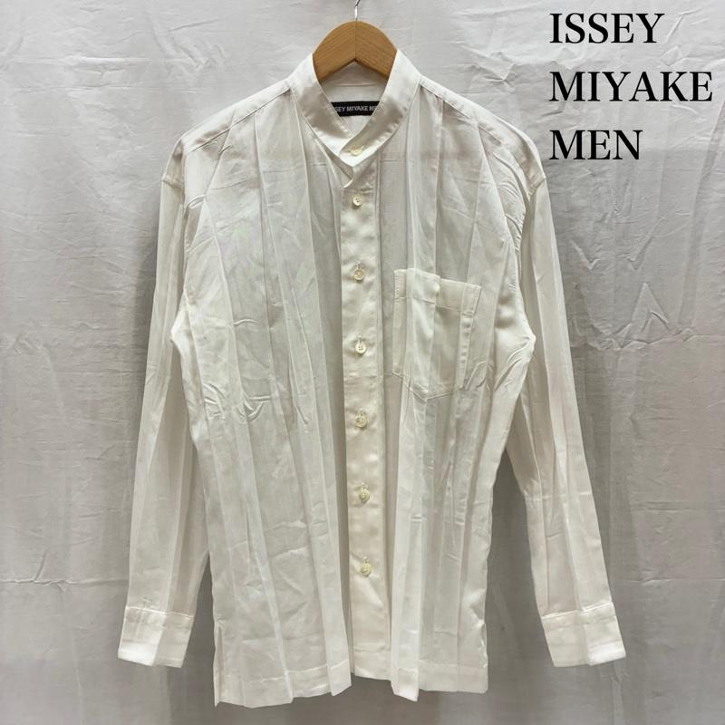 イッセイミヤケメン ISSEYMIYAKEMEN シャツ、ブラウス 長袖 黒タグ プリーツ バンドカラー シャツ シワ加工 アーカイブ - メンズ USED 古着 中古 50168447