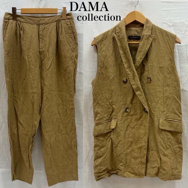 ダーマコレクション DAMA collection セットアップ セットアップ リネン 麻 ダブル ノースリーブ ジャケット 2タック パンツ セットアップ - レディース USED 古着 中古 50168455