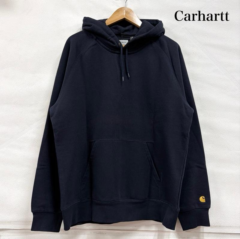 カーハート ダブリューアイピー Carhartt WIP パーカー 長袖 チェイス フーディー スウェット パーカー ロゴ 刺繍 フリース ラグラン 無地 プルオーバー 裏起毛 M 無地 X ワンポイント X ロゴ、文字 X 刺繍 紺 / ネイビー / navy X 金 / ゴールド / gold color メンズ USED 古着 中古 50168460