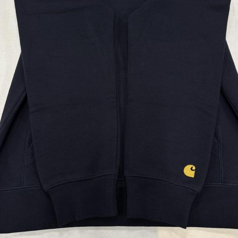 カーハート ダブリューアイピー Carhartt WIP パーカー 長袖 チェイス フーディー スウェット パーカー ロゴ 刺繍 フリース ラグラン 無地 プルオーバー 裏起毛 M 無地 X ワンポイント X ロゴ、文字 X 刺繍 紺 / ネイビー / navy X 金 / ゴールド / gold color メンズ USED 古着 中古 50168460