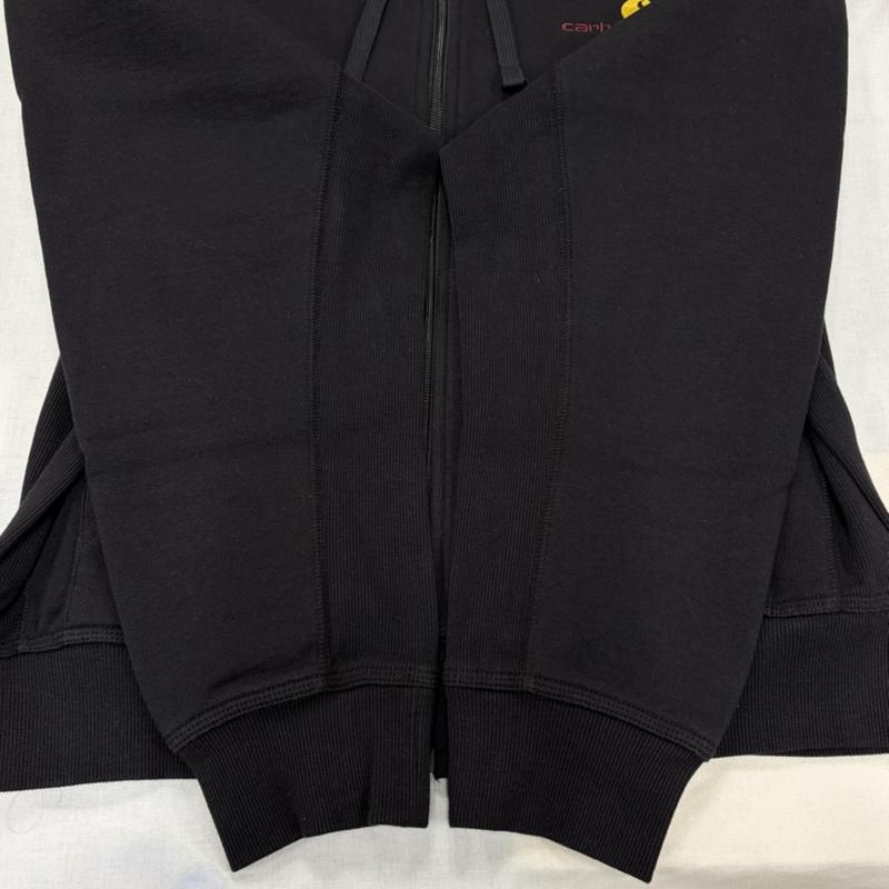 カーハート ダブリューアイピー Carhartt WIP パーカー 長袖 フーデッド アメリカン スクリプト ジップアップ スウェット パーカー ロゴ 刺繍 裏起毛 M ワンポイント X ロゴ、文字 X 刺繍 黒 / ブラック / black X 金 / ゴールド / gold color X えんじ / ワインレッド / dark red メンズ USED 古着 中古 50168462