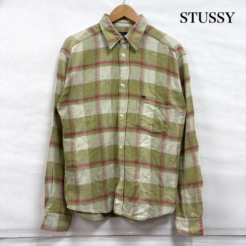 ステューシー STUSSY シャツ、ブラウス 長袖 90s OLD 長袖 チェック ネルシャツ 紺タグ M チェック 黄緑 / イエローグリーン / X ベージュ / ベージュ / beige X 赤 / レッド / red メンズ USED 古着 中古 50168464