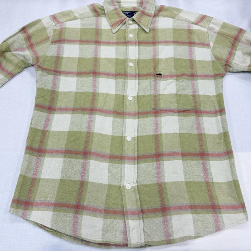 ステューシー STUSSY シャツ、ブラウス 長袖 90s OLD 長袖 チェック ネルシャツ 紺タグ M チェック 黄緑 / イエローグリーン / X ベージュ / ベージュ / beige X 赤 / レッド / red メンズ USED 古着 中古 50168464