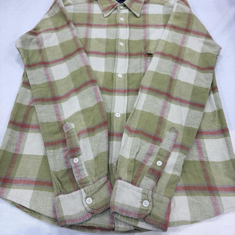 ステューシー STUSSY シャツ、ブラウス 長袖 90s OLD 長袖 チェック ネルシャツ 紺タグ M チェック 黄緑 / イエローグリーン / X ベージュ / ベージュ / beige X 赤 / レッド / red メンズ USED 古着 中古 50168464