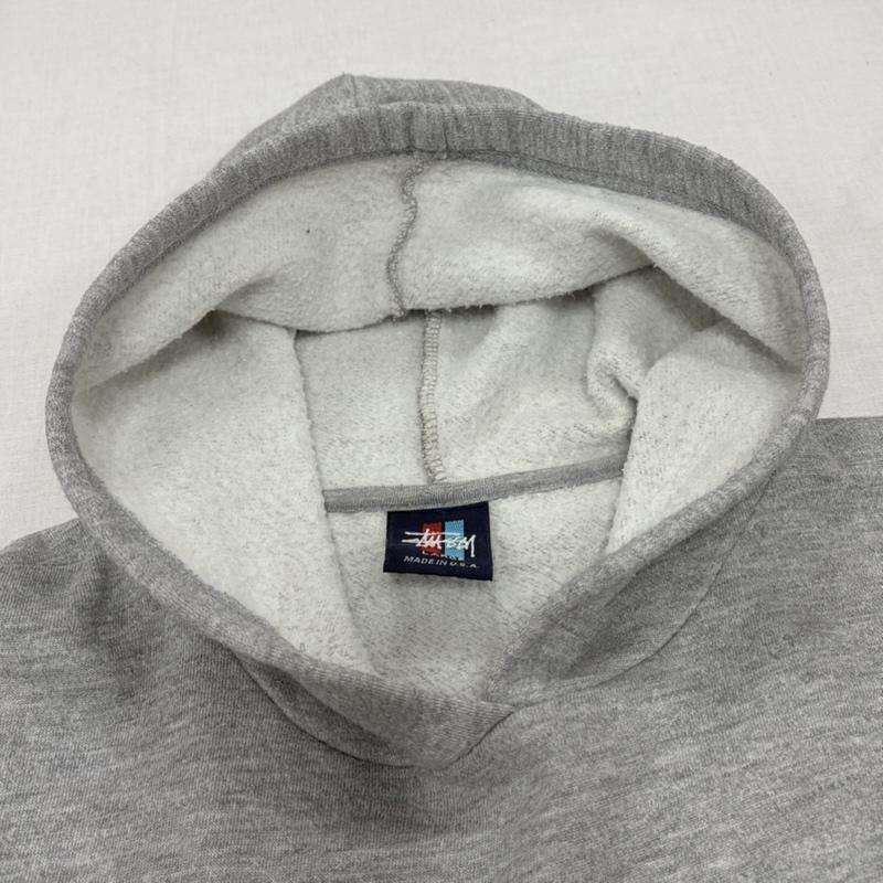 ステューシー STUSSY パーカー 長袖 90s OLD SKOOL FLAVOR スーパースター ロゴ プリント スウェット フーディー パーカー 紺 トリコタグ USA製 L ロゴ、文字 X プリント 灰 / グレー / gray X 紺 / ネイビー / navy X 白 / ホワイト / white メンズ USED 古着 中古 50168465