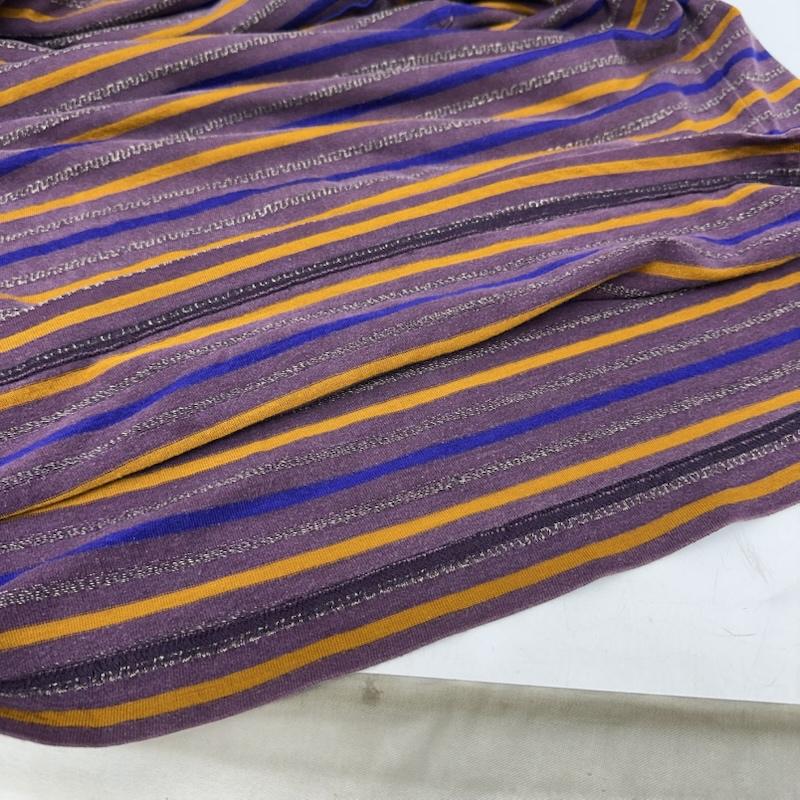 ステューシー STUSSY Tシャツ 半袖 80s 90s USA製 マルチ ボーダ－ Tシャツ L 紫 / パープル / purple メンズ USED 古着 中古 50168473