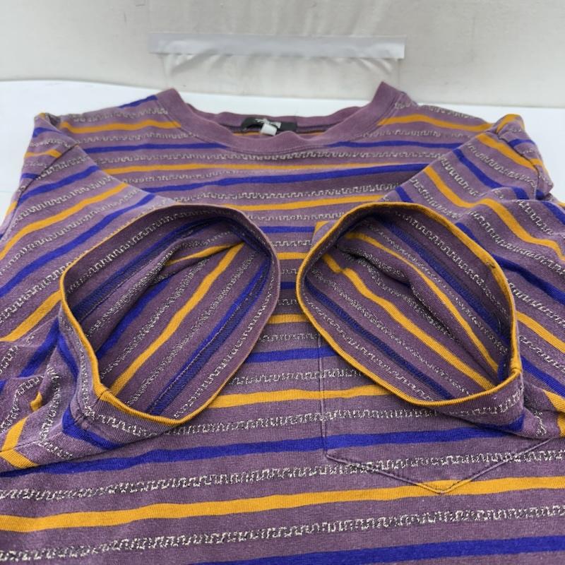 ステューシー STUSSY Tシャツ 半袖 80s 90s USA製 マルチ ボーダ－ Tシャツ L 紫 / パープル / purple メンズ USED 古着 中古 50168473