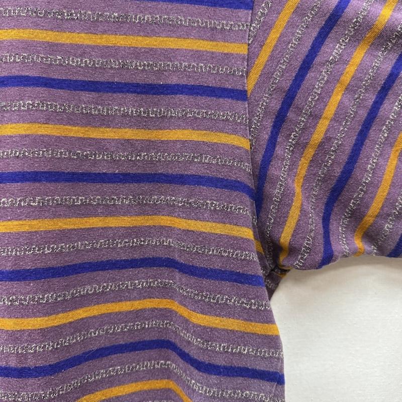 ステューシー STUSSY Tシャツ 半袖 80s 90s USA製 マルチ ボーダ－ Tシャツ L 紫 / パープル / purple メンズ USED 古着 中古 50168473