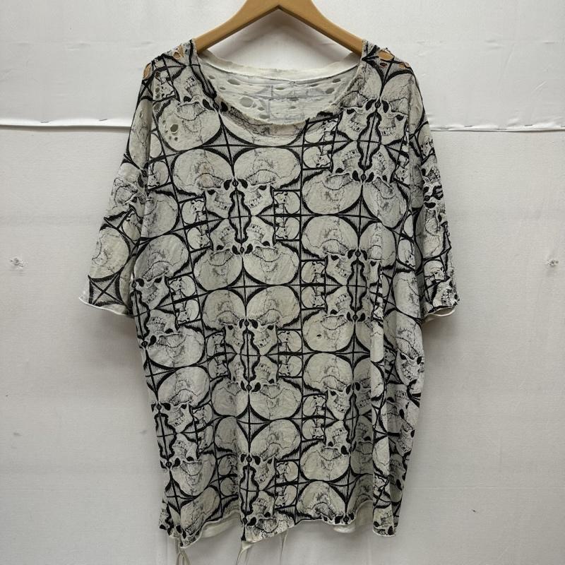 古着 USED Tシャツ 半袖 90s M.C.Escher エッシャー スカル プリント ダメージ Tシャツ - 白 / ホワイト / white X 黒 / ブラック / black メンズ USED 古着 中古 50168476