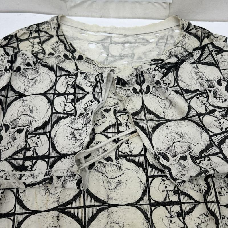 古着 USED Tシャツ 半袖 90s M.C.Escher エッシャー スカル プリント ダメージ Tシャツ - 白 / ホワイト / white X 黒 / ブラック / black メンズ USED 古着 中古 50168476