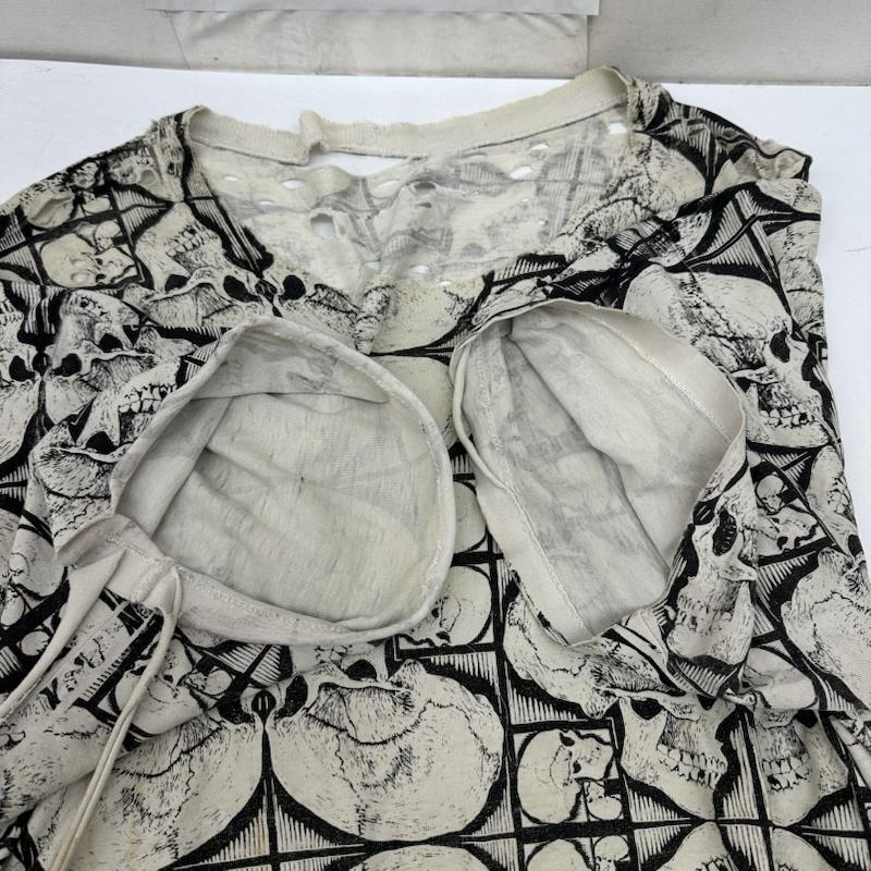 古着 USED Tシャツ 半袖 90s M.C.Escher エッシャー スカル プリント ダメージ Tシャツ - 白 / ホワイト / white X 黒 / ブラック / black メンズ USED 古着 中古 50168476