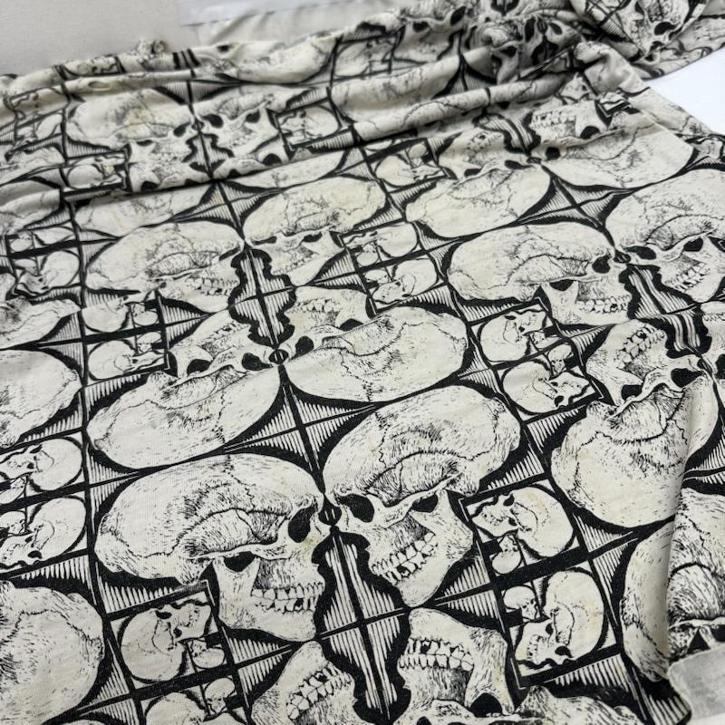 古着 USED Tシャツ 半袖 90s M.C.Escher エッシャー スカル プリント ダメージ Tシャツ - 白 / ホワイト / white X 黒 / ブラック / black メンズ USED 古着 中古 50168476