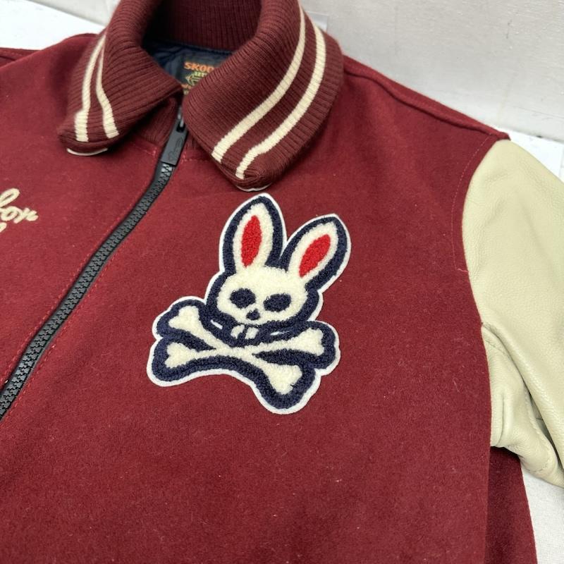 サイコバニー Psycho Bunny ジャケット、上着 ジャンパー、ブルゾン SKOOKUM ウール ワッペン スタジャン PB-99242-89770 M えんじ / ワインレッド / dark red メンズ USED 古着 中古 50168478
