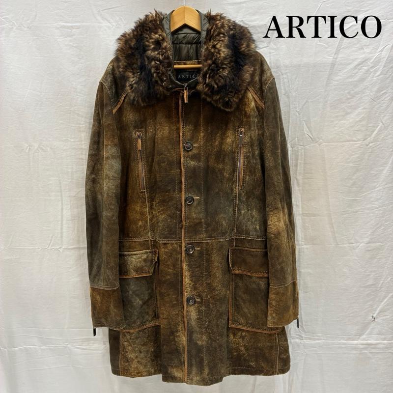 古着 USED コート コート一般 ARTICO シープ ムートン レザー ラクーン ファー ナイロン ジャケット ドッキング コート イタリア製 - メンズ USED 古着 中古 50168483