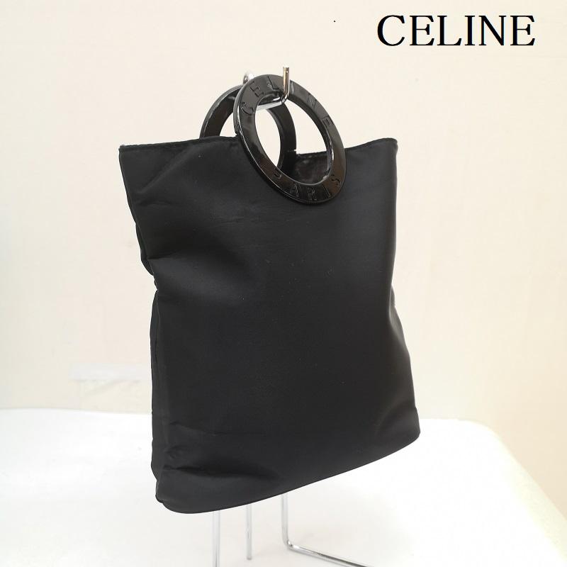 セリーヌ CELINE ハンドバッグ ハンドバッグ サークルロゴ ミニ ハンド バッグ ミニ トートバッグ キャンバス - 黒 / ブラック / black レディース USED 古着 中古 50168488