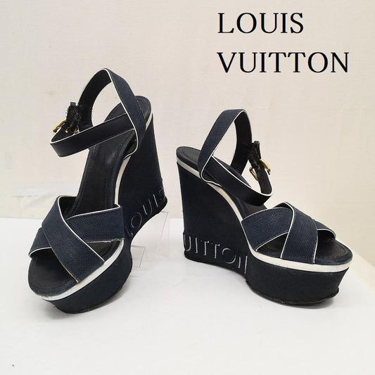 ルイヴィトン LOUIS VUITTON サンダル サンダル デニム ウェッジ ソール サンダル 22.0cm レディース USED 古着 中古 50168492