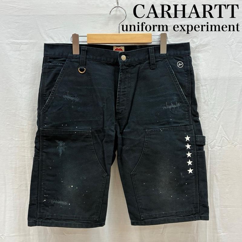 ユニフォームエクスペリメント uniform experiment パンツ ショートパンツ Carhartt カーハート コラボ ハートタグ ダブルニー ダック ペインター パンツ ダメージ加工 UE-120125 32インチ メンズ USED 古着 中古 50168502