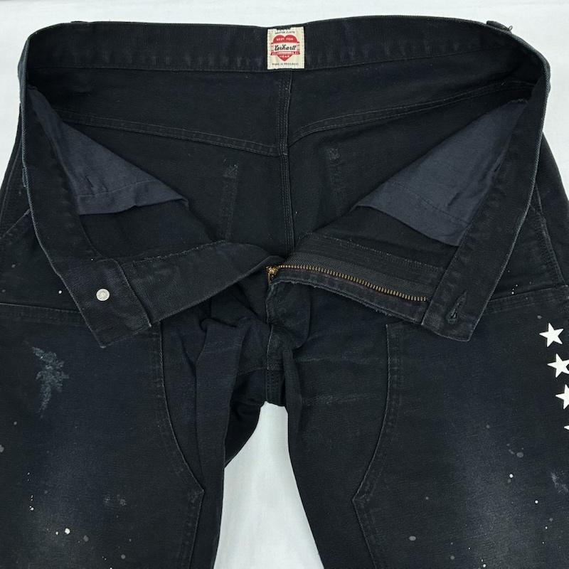 ユニフォームエクスペリメント uniform experiment パンツ ショートパンツ Carhartt カーハート コラボ ハートタグ ダブルニー ダック ペインター パンツ ダメージ加工 UE-120125 32インチ メンズ USED 古着 中古 50168502