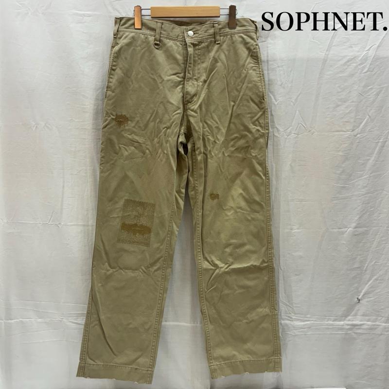 ソフネット SOPHNET. パンツ チノパン タタキ リペア ダメージ加工 ルーズ ストレート チノパン ワークパンツ M メンズ USED 古着 中古 50168508