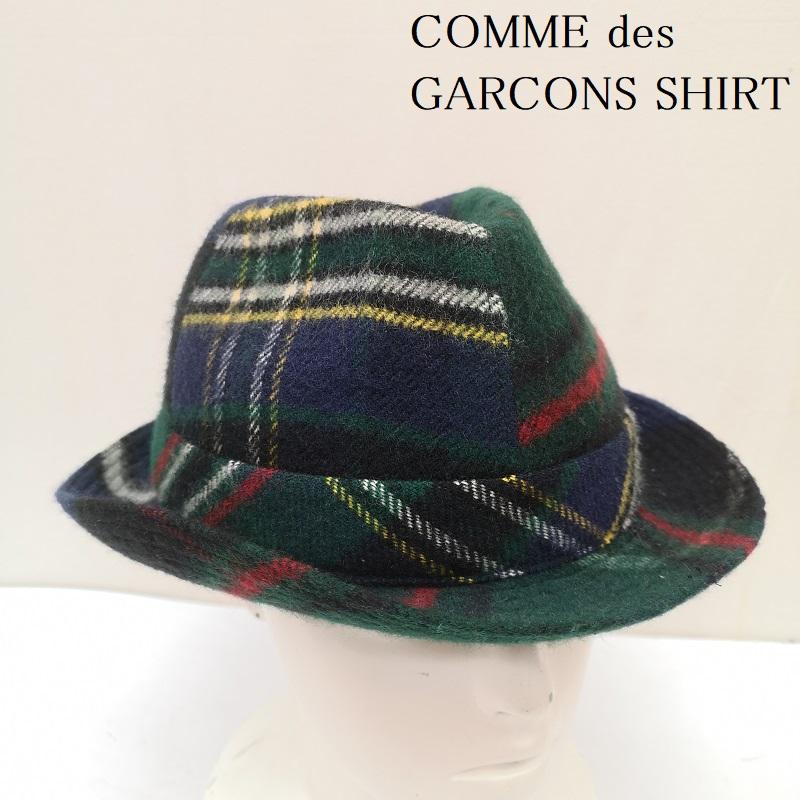 コムデギャルソンシャツ COMME des GARCONS SHIRT 帽子 ハット W16650 2016AW タータンチェック柄 ウール 中折れハット フランス製 Lサイズ - 緑 / グリーン / green メンズ USED 古着 中古 50168517