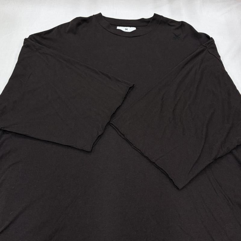 ムーンエイジデビルメント Moonage Devilment カットソー 半袖 オーバーサイズ BIG 半袖 無地 Tシャツ 清春 ロゴ パッチ 刺繍 ドロップショルダー 切りっぱなし 46 ワンポイント X ロゴ、文字 X 刺繍 黒 / ブラック / black メンズ USED 古着 中古 50168518