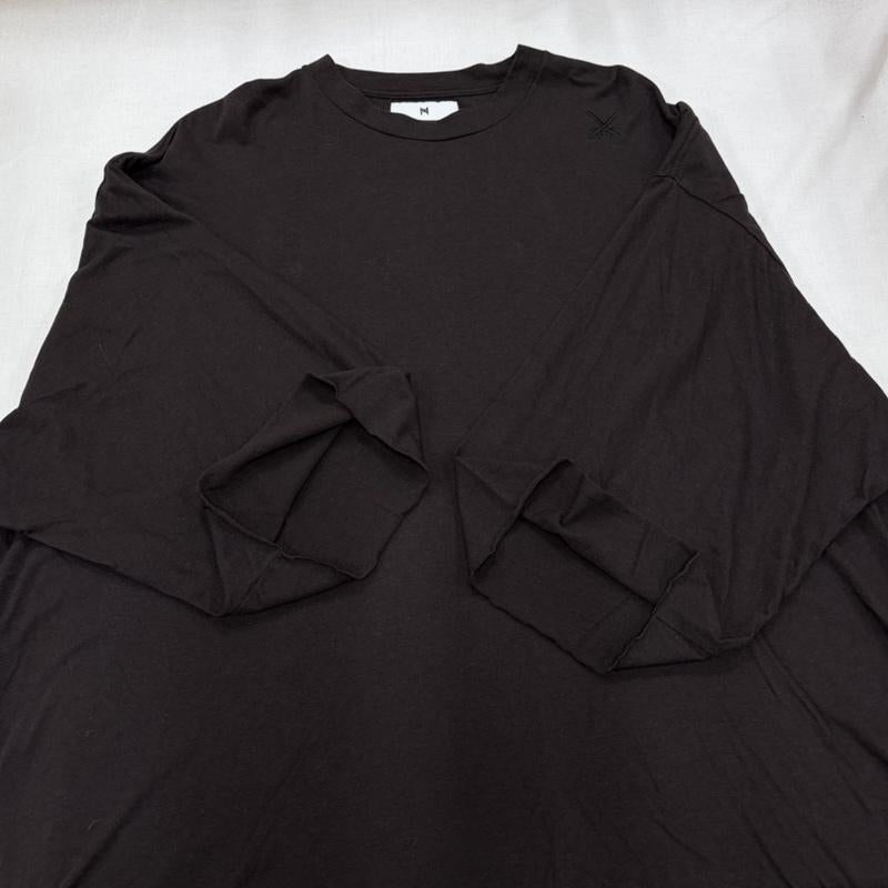 ムーンエイジデビルメント Moonage Devilment カットソー 半袖 オーバーサイズ BIG 半袖 無地 Tシャツ 清春 ロゴ パッチ 刺繍 ドロップショルダー 切りっぱなし 46 ワンポイント X ロゴ、文字 X 刺繍 黒 / ブラック / black メンズ USED 古着 中古 50168518
