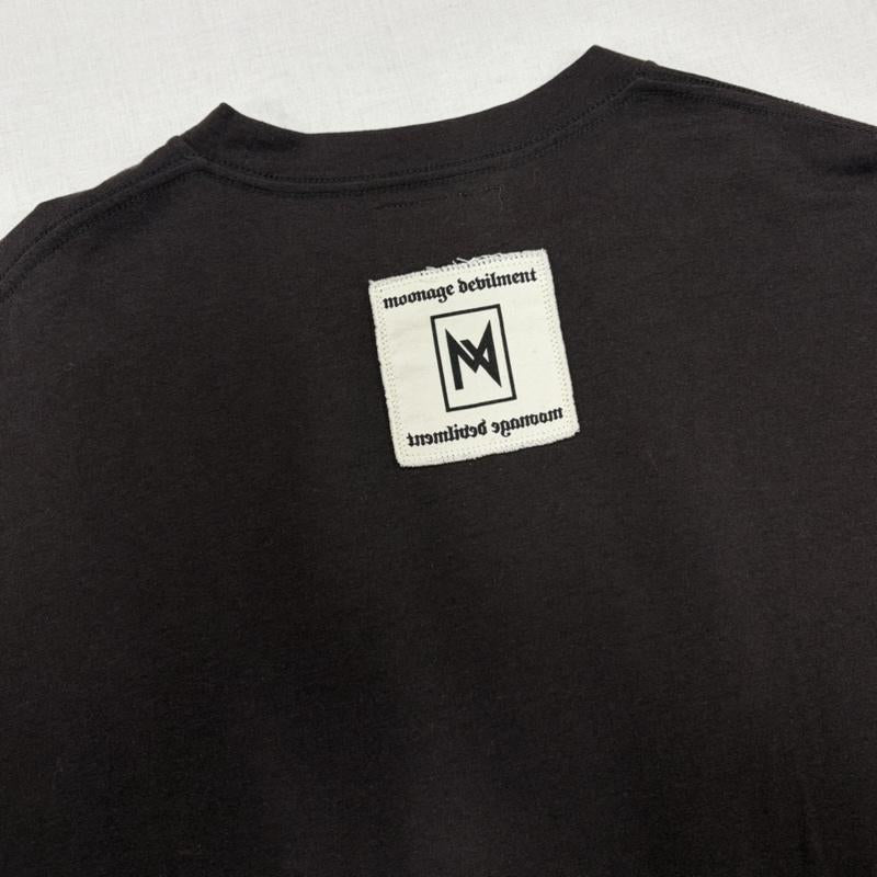 ムーンエイジデビルメント Moonage Devilment カットソー 半袖 オーバーサイズ BIG 半袖 無地 Tシャツ 清春 ロゴ パッチ 刺繍 ドロップショルダー 切りっぱなし 46 ワンポイント X ロゴ、文字 X 刺繍 黒 / ブラック / black メンズ USED 古着 中古 50168518