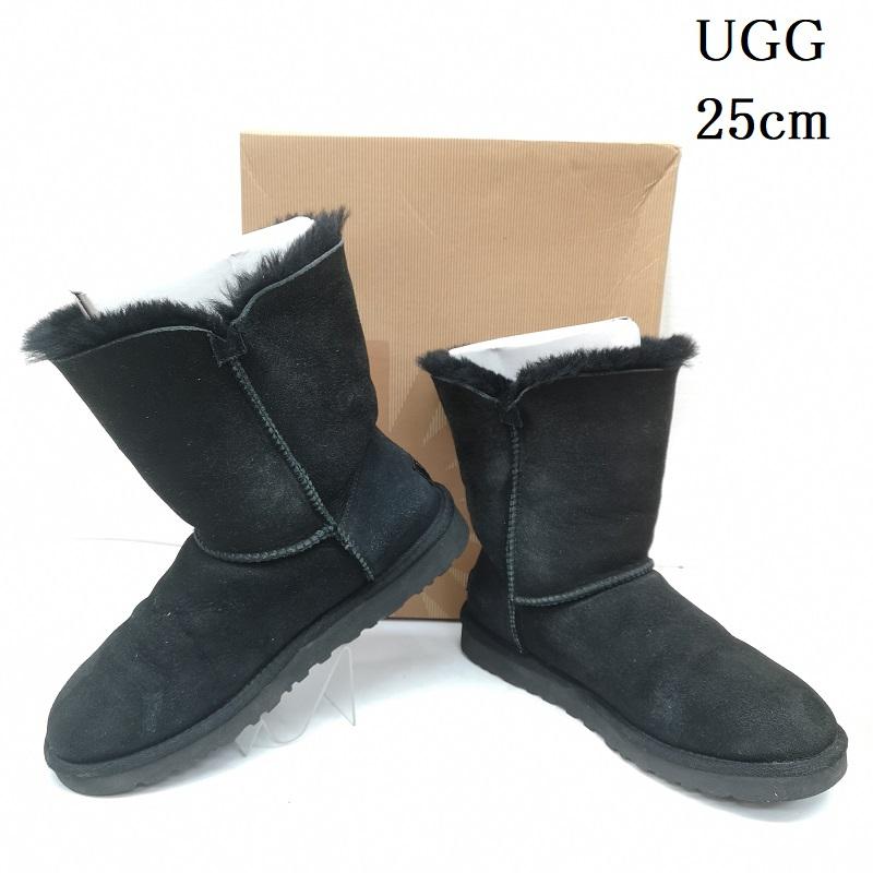 アグ UGG シューズ シューズ 5803 BAILY BUTTON ベイリーボタン ムートンブーツ ボア 25.0cm 黒 / ブラック / black レディース USED 古着 中古 50168524