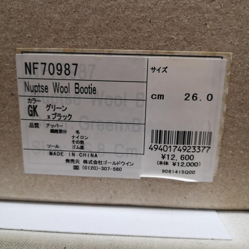 ザノースフェイス THE NORTH FACE ブーツ 一般 NF70987 Nuptse Wool Bootie ヌプシ ウール ブーティー スノーブーツ 26.0cm 緑 / グリーン / green メンズ USED 古着 中古 50168525