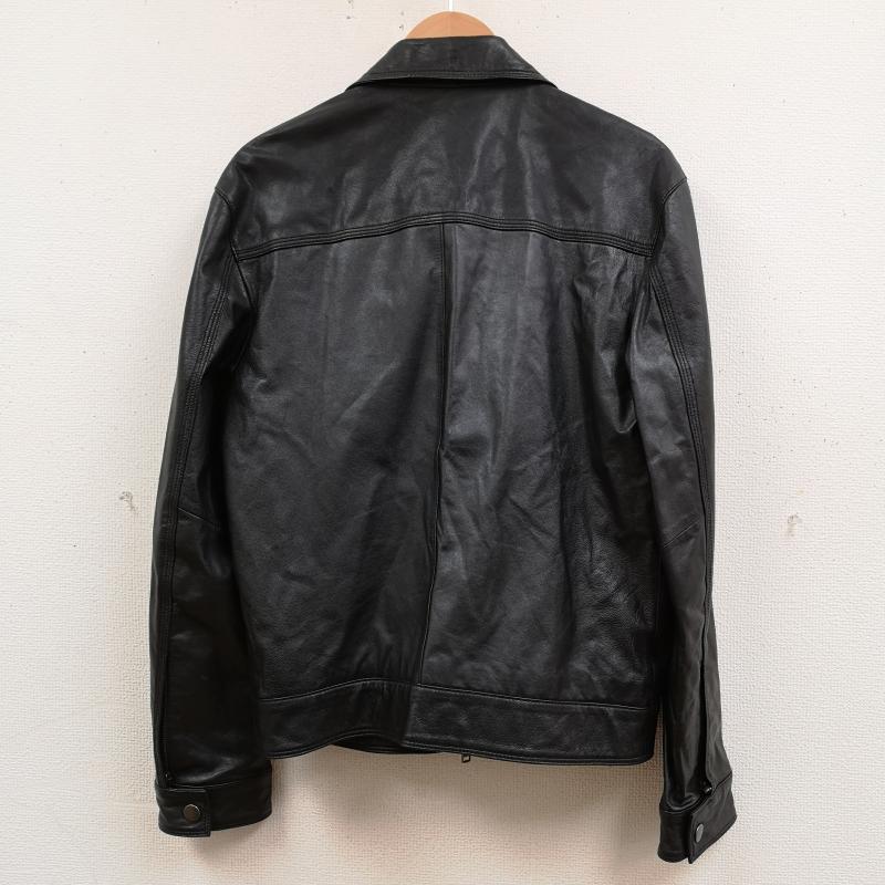 ダブル DOWBL ジャケット、上着 レザージャケット 山羊革 ゴートスキン ペイズリー柄 シングル レザー ジャケット 103-134-0201-001 44 黒 / ブラック / black メンズ USED 古着 中古 50168531