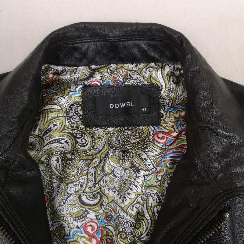 ダブル DOWBL ジャケット、上着 レザージャケット 山羊革 ゴートスキン ペイズリー柄 シングル レザー ジャケット 103-134-0201-001 44 黒 / ブラック / black メンズ USED 古着 中古 50168531