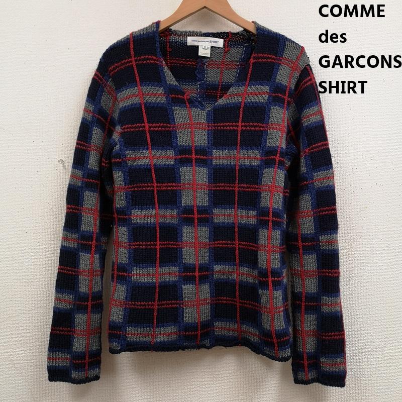 コムデギャルソンシャツ COMME des GARCONS SHIRT ニット、セーター 長袖 タータンチェック カットオフ Vネック ニット セーター XS マルチカラー / マルチカラー / multicolor メンズ USED 古着 中古 50168536
