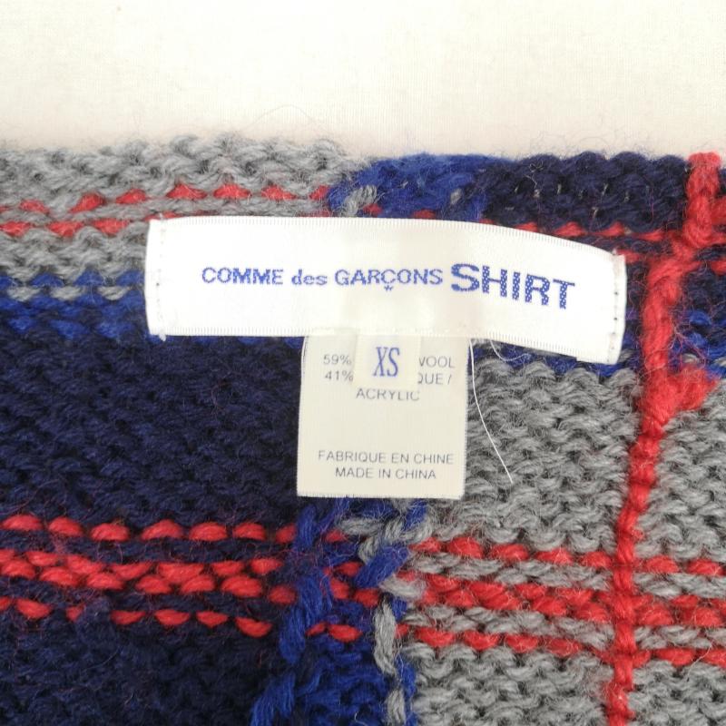 コムデギャルソンシャツ COMME des GARCONS SHIRT ニット、セーター 長袖 タータンチェック カットオフ Vネック ニット セーター XS マルチカラー / マルチカラー / multicolor メンズ USED 古着 中古 50168536