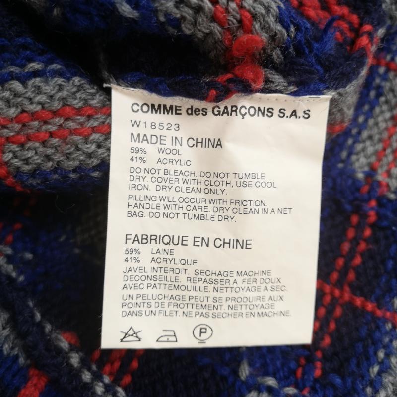 コムデギャルソンシャツ COMME des GARCONS SHIRT ニット、セーター 長袖 タータンチェック カットオフ Vネック ニット セーター XS マルチカラー / マルチカラー / multicolor メンズ USED 古着 中古 50168536