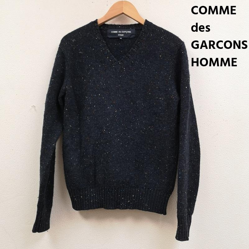 コムデギャルソンオム COMME des GARCONS HOMME ニット、セーター 長袖 日本製 2008AW ネップ加工 Vネック ニット セーター S 紺 / ネイビー / navy メンズ USED 古着 中古 50168537