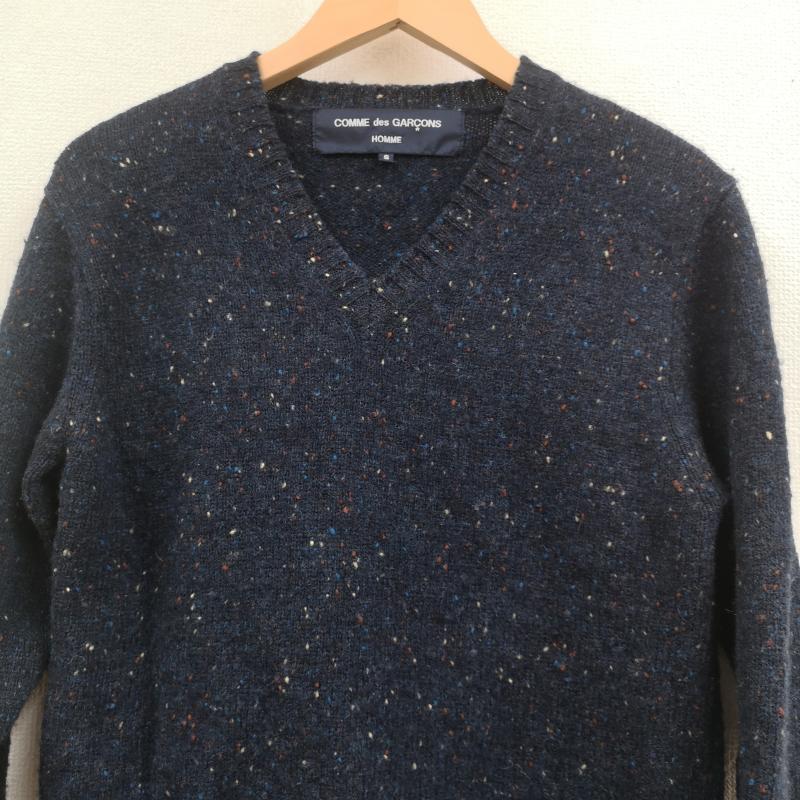 コムデギャルソンオム COMME des GARCONS HOMME ニット、セーター 長袖 日本製 2008AW ネップ加工 Vネック ニット セーター S 紺 / ネイビー / navy メンズ USED 古着 中古 50168537