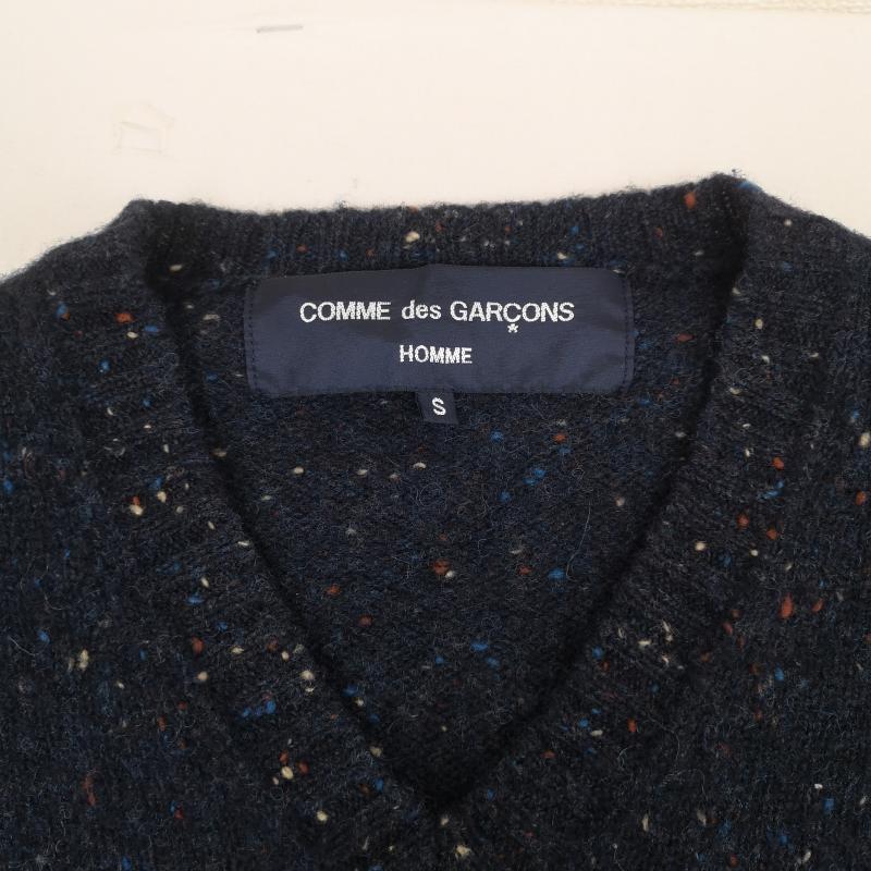 コムデギャルソンオム COMME des GARCONS HOMME ニット、セーター 長袖 日本製 2008AW ネップ加工 Vネック ニット セーター S 紺 / ネイビー / navy メンズ USED 古着 中古 50168537