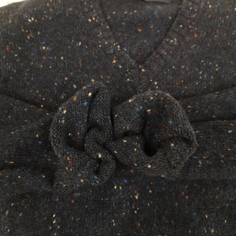 コムデギャルソンオム COMME des GARCONS HOMME ニット、セーター 長袖 日本製 2008AW ネップ加工 Vネック ニット セーター S 紺 / ネイビー / navy メンズ USED 古着 中古 50168537