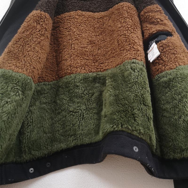 バーニーズ ニューヨーク BARNEYS NEWYORK ジャケット、上着 ジャンパー、ブルゾン イタリア製 裏地ボア ジップアップ ウール ジャケット L 黒 / ブラック / black メンズ USED 古着 中古 50168545
