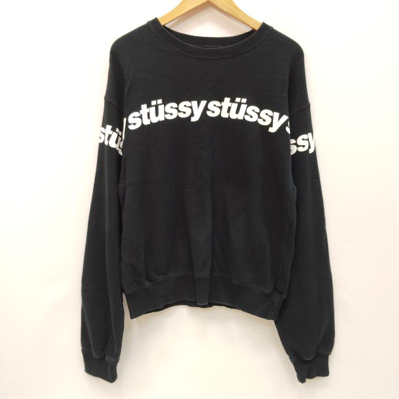 ステューシー STUSSY トレーナー 長袖 スウェット クルーネック プルオーバー M 黒 / ブラック / black X 白 / ホワイト / white メンズ USED 古着 中古 50168555