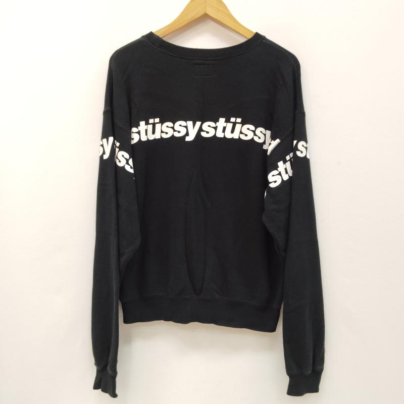ステューシー STUSSY トレーナー 長袖 スウェット クルーネック プルオーバー M 黒 / ブラック / black X 白 / ホワイト / white メンズ USED 古着 中古 50168555