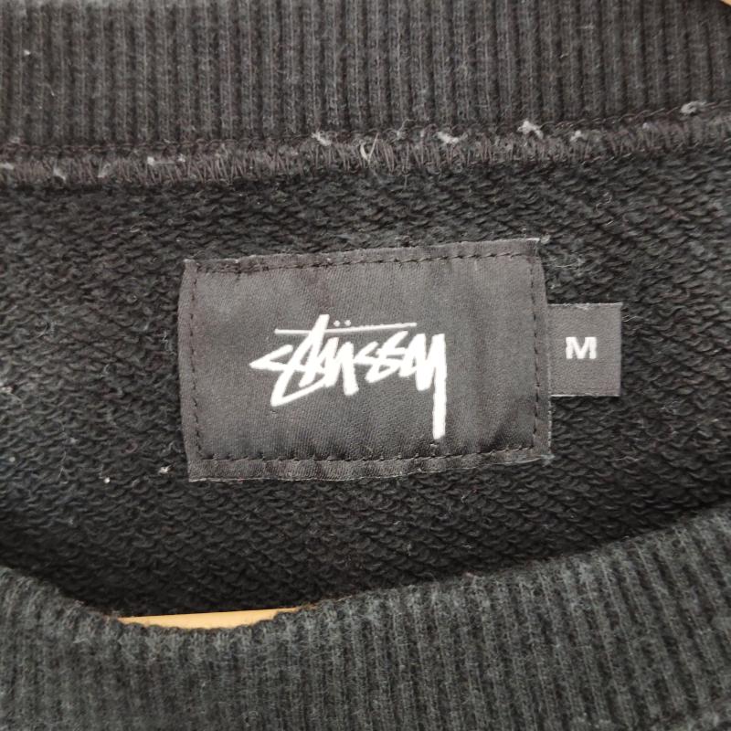 ステューシー STUSSY トレーナー 長袖 スウェット クルーネック プルオーバー M 黒 / ブラック / black X 白 / ホワイト / white メンズ USED 古着 中古 50168555