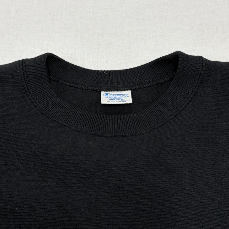 チャンピオン Champion トレーナー 長袖 REVERSEWEAVE リバースウィーブ プルオーバー スウェット トレーナー 裏起毛 WARMUP 目無し M 無地 X ワンポイント X ロゴ、文字 X 刺繍 黒 / ブラック / black メンズ USED 古着 中古 50168557