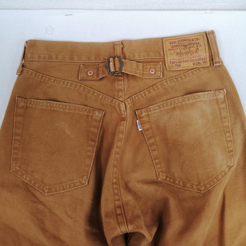 リーバイストラウスアンドコー Levi Strauss & co. パンツ ワークパンツ、ペインターパンツ 90s 日本製 シンチバック ボタンフライ 白タブ 片面BigE ダック ワーク パンツ 704-34 28インチ 茶 / ブラウン / brown メンズ USED 古着 中古 50168571
