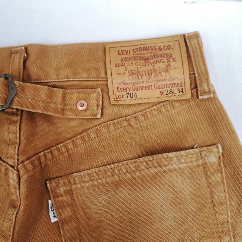 リーバイストラウスアンドコー Levi Strauss & co. パンツ ワークパンツ、ペインターパンツ 90s 日本製 シンチバック ボタンフライ 白タブ 片面BigE ダック ワーク パンツ 704-34 28インチ 茶 / ブラウン / brown メンズ USED 古着 中古 50168571